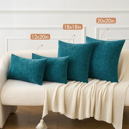 MIULEE Soft Chenille Throw Pillow Covers Dark Teal 16x16 Inch Pack of 2 - Image 4