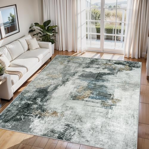 6x9 Area Rugs for Living Room Washable Bedroom Dining Room Black Gold by Aelenmu