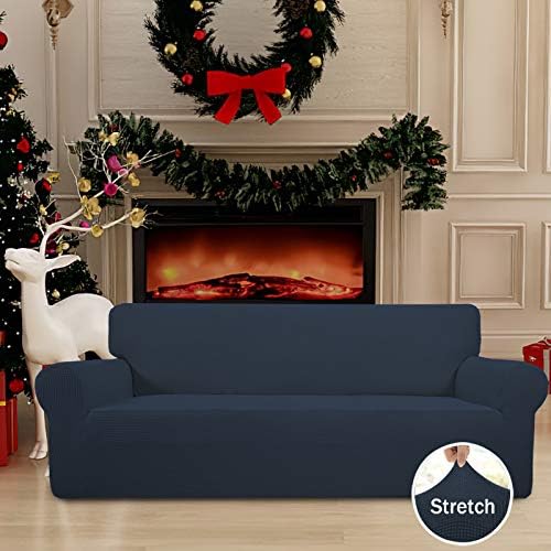 Easy-Going Stretch Couch Covers for Sofa Washable Large Dark Blue - Image 2
