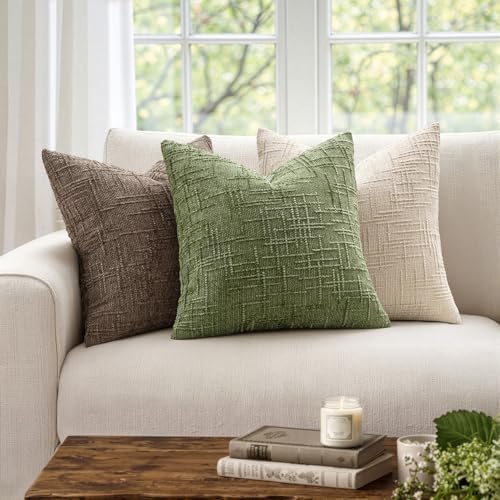 MIULEE Chenille Textured Throw Pillow Covers Sage Green 20x20 Set of 2 - Image 4