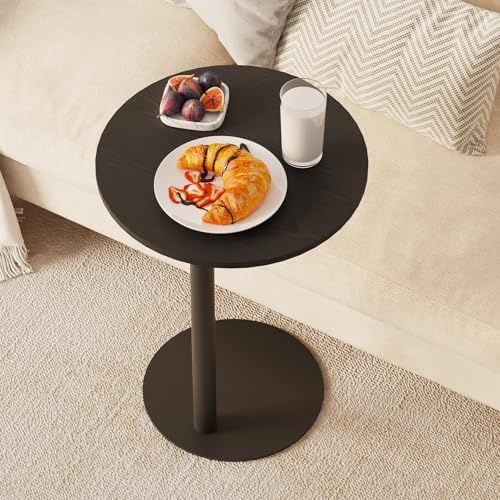C Shaped End Table, Modern Round Side Table for Couch (Black,14.5") - Image 2