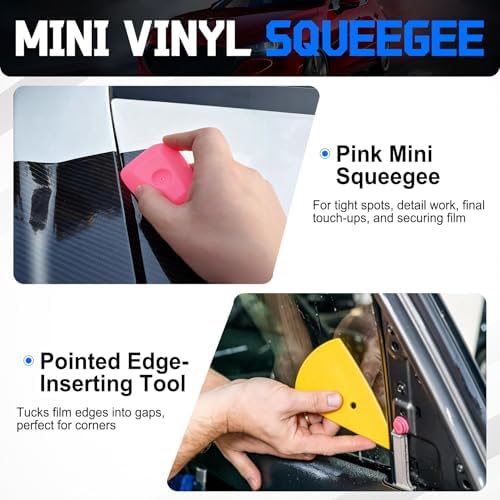 SINGARO Car Window Tint Kit, 9PCS Vehicle Glass Protective Film Wrapping Installation Set, Auto Vinyl Wrap Tinting Tools Included Vinyl Squeegee, Felt Squeegee, Cutter with Replacement Blades - Image 5