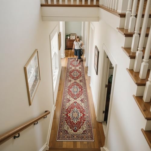 RELEANY Washable Area Rug, Runner 2'x10', Red/Blue - Image 2