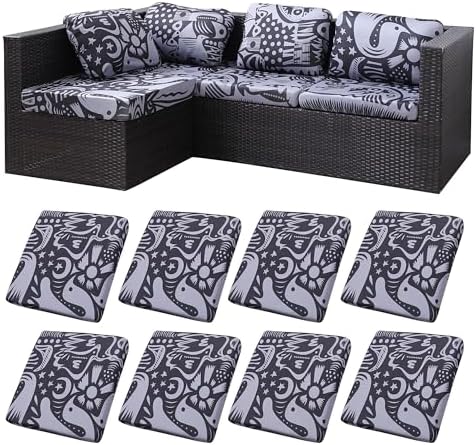 8 Pcs Outdoor Cushion Covers, Patio Sofa Cushion Covers Replacement by BIETYONE