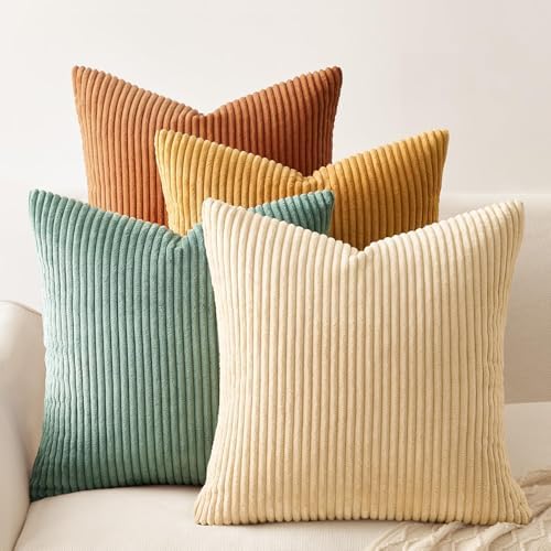 Topfinel Decorative Throw Pillow Covers Cushion Cases, Set of 4 Soft Velvet Modern Double-Sided Designs, Mix and Match for Home Decor, Pillow Inserts Not Included (22x22 inch, Orange/Teal) by Topfinel