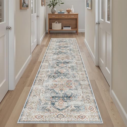 Madane Hallway Runner Rug 2x8 Washable Kitchen Rugs Non-Slip, Navy - Image 2