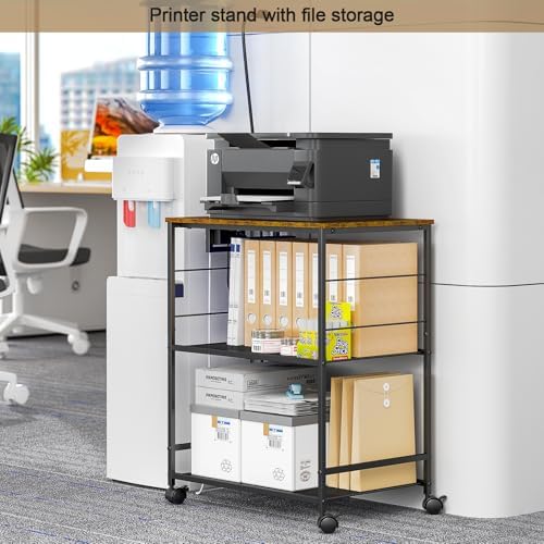 ThreeHio Rolling Kitchen Microwave Cart with Power Outlet, 3 Tier Microwave Table Stand with Storage, Kitchen Utility Cart on Wheels, Small Coffee Cart Shelf Rack Organizer for Living Room Office - Image 6