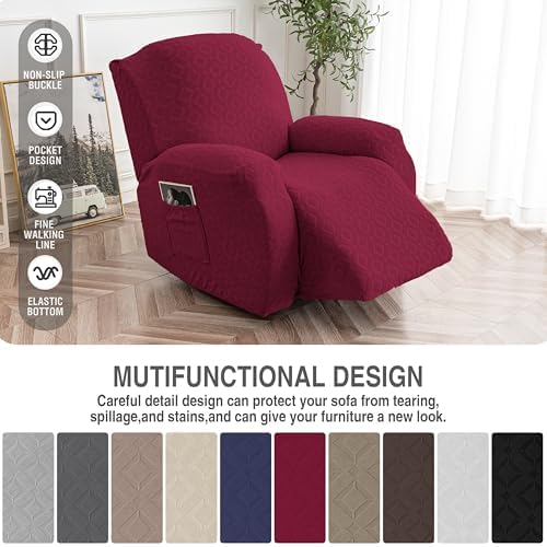 Genina Waterproof Recliner Chair Cover,1 Seat Couch Cover,Wine - Image 5