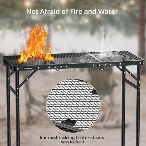 Anbte 3ft Tri-fold Grill Table, 3 Adjustable Heights Max 29.5", 35" x 16" - Image 4