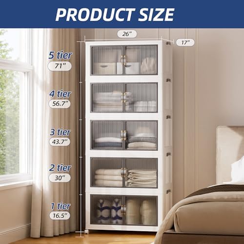SAILUN 580Qt Stackable Storage Bins,Storage Cabinet Drawer with a Lid,White - Image 6