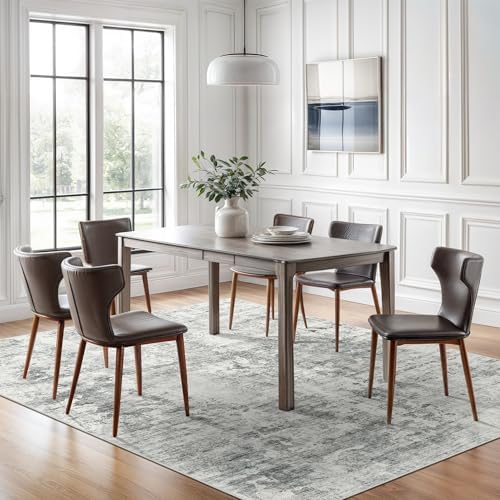Soalmost Abstract Area Rug 6x9 for Living Room Washable Rugs Gray/White - Image 3