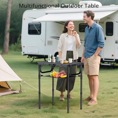Anbte Folding Camping Table, 24"X 16" Adjustable Height Small Folding Table - Image 2