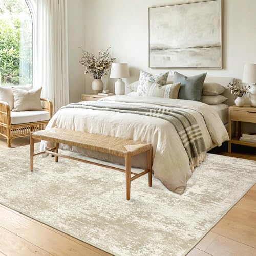 RELEANY Washable 8'x10' Abstract Area Rug for Living Room Cream Beige - Image 3