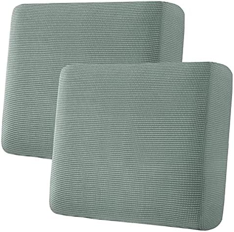 H.VERSAILTEX Super Stretch Individual Seat Cushion Covers Sofa Covers Couch Sets Slipcover Thick Jacquard Textured Twill Fabric (2 Piece Large Sofa Cushion Covers, Sage) by HVERSAILTEX