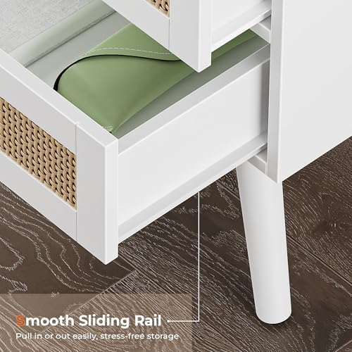 SUPERJARE Night Stand with Charger Station, Boho Rattan Nightstand Set of 2 - Image 7