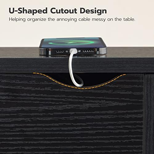HOOBRO Side Table, Flip End Table with Charging Station and Shelves, USB Ports & Power Outlets, Narrow Nightstand for Small Spaces, Stable and Sturdy, for Living Room, Black BK341BZ01 - Image 6
