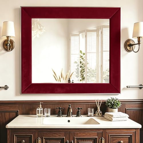 WESTICK Burgundy Red Velvet Mirror Frame Border Self Adhesive Dark Red Bulletin Board Border 3.9" x 394" Vintage Peel and Stick Velvet Wallpaper Borders for Bathroom Dresser Classroom Sticker Decor - Image 3