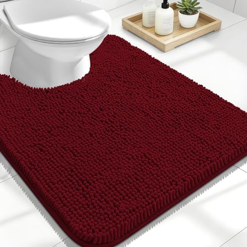 OLANLY Toilet Rugs U-Shaped 24x20, Soft Absorbent Chenille Contour Rugs by OLANLY