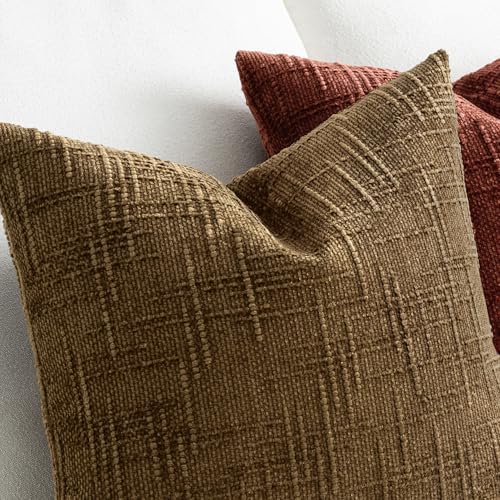 MIULEE Chenille Textured Fall Throw Pillow Covers Bronze 18x18 Set of 2 - Image 3