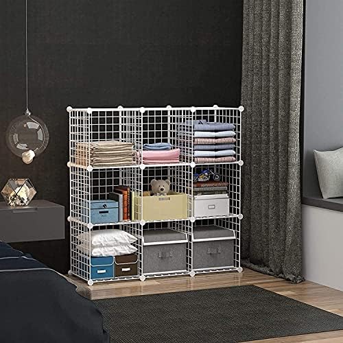 C&AHOME Wire Cube Storage, 9-Cube Organizer Metal, Wire C Grids Storage, Storage Bins Shelf, Modular Bookshelf, Closet Cabinet Ideal for Home, Living Room, Office 36.6”L x 12.4”W x 48.4”H White - Image 4
