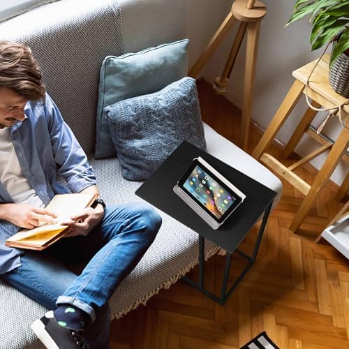 C Shaped Side Table Set of 2, Skinny Sofa Table for Sofa and Bed, Couch Tables That Slide Under, Small End Tables for Living Room, Bedroom or Small Spaces, Black - Image 5