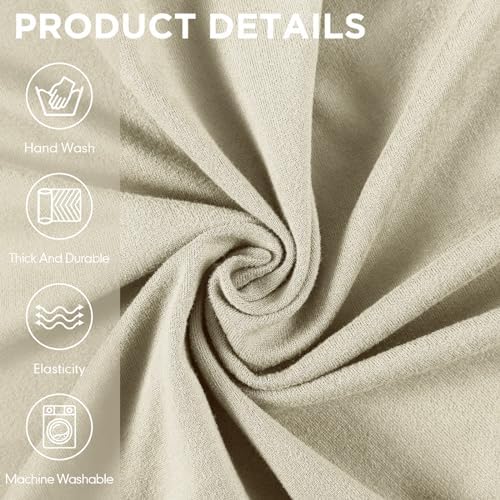 Peryiter 3 Pcs Couch and Loveseat Sofa Covers,Beige,Milk Silk - Image 4