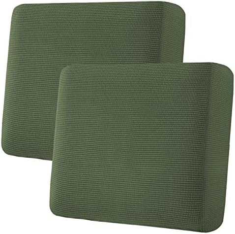 H.VERSAILTEX Super Stretch Individual Seat Cushion Covers Sofa Covers Couch Cushion Covers Slipcover Sets Thick Jacquard Textured Twill Fabric (2 Piece Large Sofa Cushion Covers, Bronze Green) by HVERSAILTEX