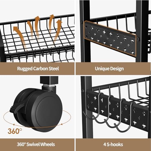 6 Tier Slim Storage Cart, Narrow Rolling Cart with Wheels, 6in(W) - Image 5