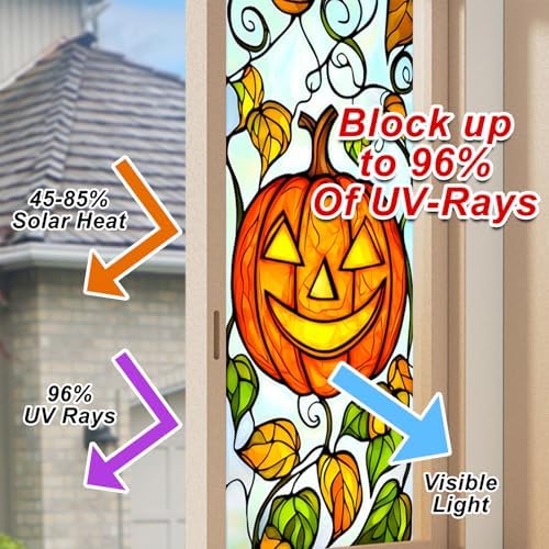HOMETITUTE Jack Lantern Pumpkin Vine Privacy Window Cling 18x39 PVC - Image 4