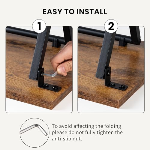 Acovy Foldable TV Trays, Small Folding Table, TV Trays Set of 2, TV Dinner Tray, Side Table for Bed, Couch, Portable Easy to Move, Brown - Image 6