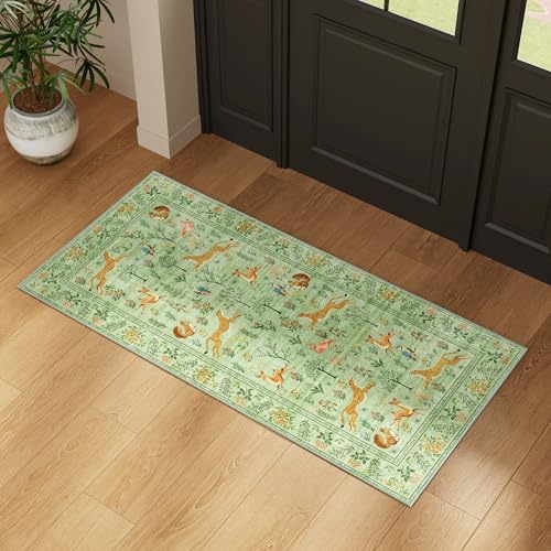 DUKINO 2x4 Rug for Entryway, Animal Washable Rug for Kitchen, Light Green - Image 6