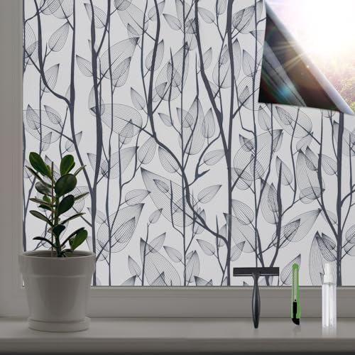 DKTIE Leaf Pattern Window Tint Blackout Window Cover 29.5'' x 118.1'' by Dktie