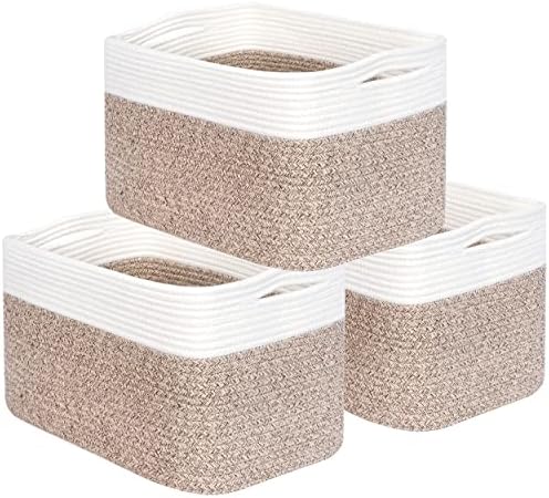 MINTWOOD Design 3-Pack Storage Baskets for Shelves, Playroom and Classroom Basket, Book Decorative Cube Bins, Woven Closet Organizers, Baby Nursery Baskets, Light Brown by MINTWOODDesign
