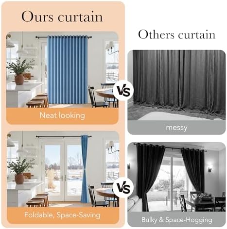 RYB HOME Accordion Style Room Divider Curtains 100% Blackout - Image 6