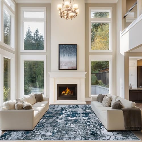 Aelenmu 10x14 Area Rugs for Living Room Washable Dining Room Navy Grey by Aelenmu