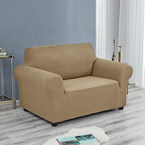 Joccun Stretch Chair Couch Cover,1-Piece Sofa Slipcover Spandex Jacquard Fabric Sofa Covers with Elastic Bottom,Washable Furniture Protector for Dogs,Cats,Kids(Armchair,Wide 35" - 55",Tan) - Image 5