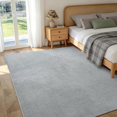 4x6 Pure Light Grey Area Rug Non-Slip Washable Soft for Bedroom Living Room - Image 2