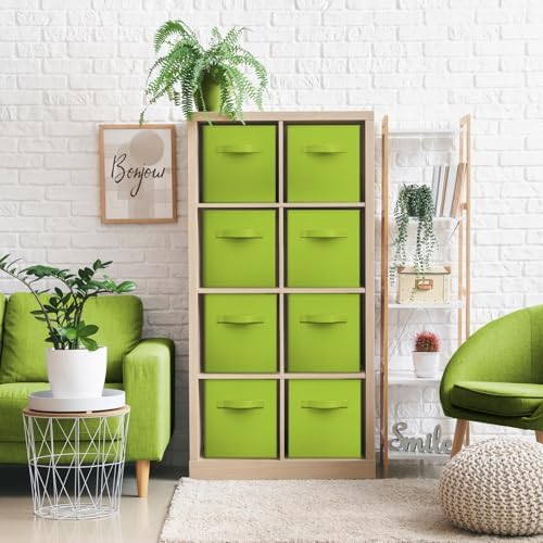 Sorbus Fabric Storage Cubes, 8 Pack, with Handles (13 Inch, Green) - Image 5