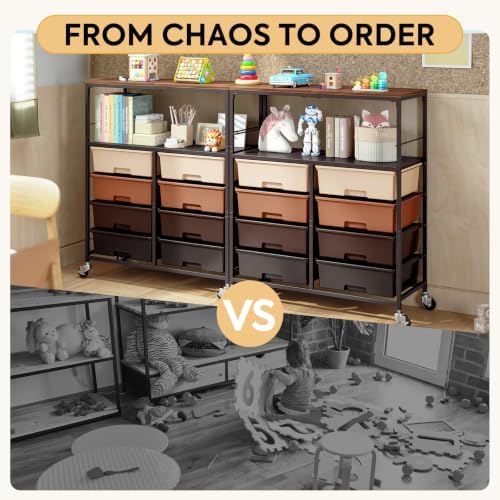 APEXCHASER Rolling Storage Cart with 8 Large Drawers, Wooden Tabletop - Image 6
