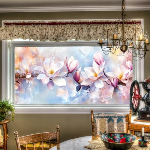 HOMETITUTE Rainbow Flowers Privacy Window Film 39.3x17.7 Inch PVC by HOMETITUTE