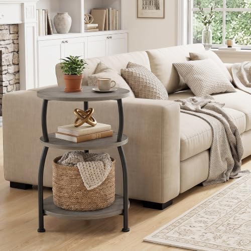 3-Tier Round Side Table, 15.7 inch End Table Nightstand - Image 2