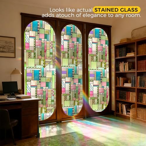 OHTMERU 3D Stained Glass Window Privacy Film Decorative Non-Adhesive - Image 5