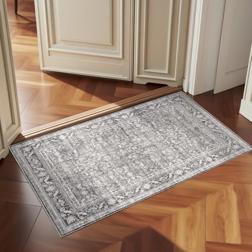OPPODREAM Vintage Grey Area Rugs 2x3, Washable Rug for Living Room by OPPODREAM