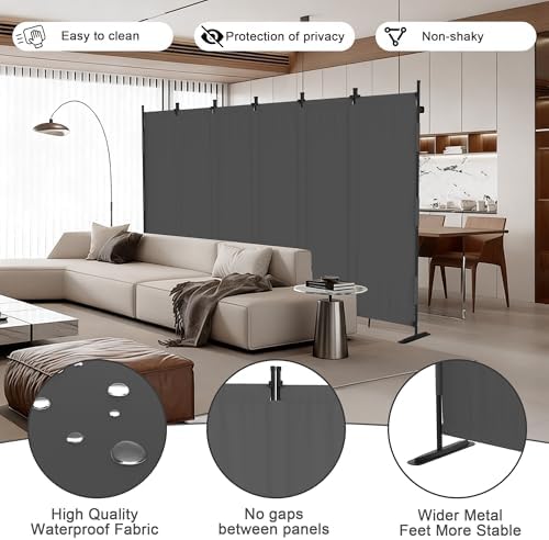 6 Panel Room Divider,6ft Folding Screen Portable Wall Partition Room Divider with 4 Metal Feet,Privacy Screen Indoor Doubles as a Cubicle Wall,Suitable for Bedroom Dressing Room Office - Image 2