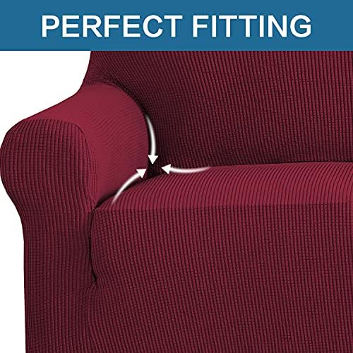 H.VERSAILTEX Armchair Cover High Stretch Sofa Slipcover 1 Piece Couch Covers for Sofa Small Couch Cover Durable Spandex Fabric Non Skid Machine Washable(Armchair 31"-40", Burgundy Red) - Image 5