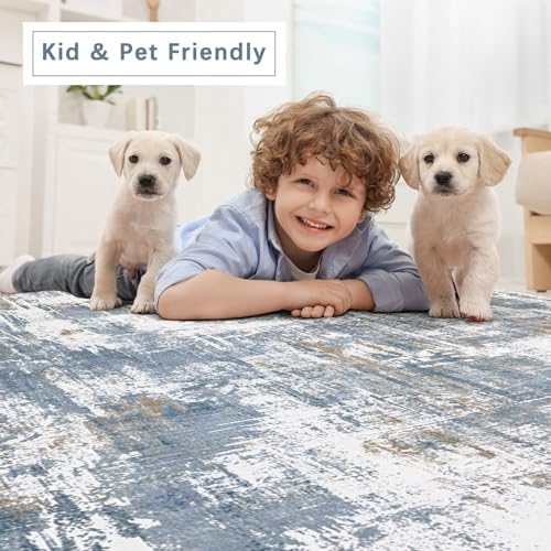 8x10 Washable Area Rugs for Living Room,Bedroom,Dining Room,Playroom - Blue - Image 6