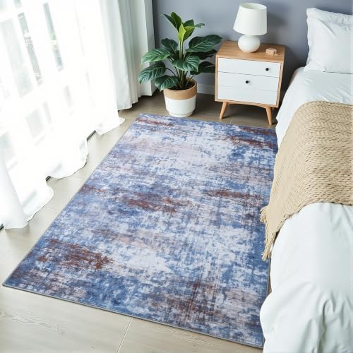 Modern Abstract 3x5 Rug, Non Slip Entryway Rug, Soft Machine Washable Rugs - Image 4