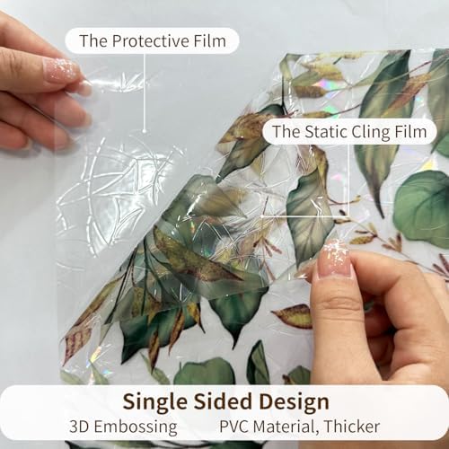 Window Privacy Film, Rainbow Stained Glass Window Film with Tools, Spring & Autumn Leaves, 16.93" x 78.74"(43X200CM) - Image 5