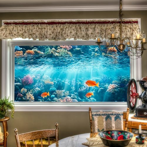 HOMETITUTE Rainbow Underwater Coral Reef Window Cling 39.3x17.7 Inch PVC by HOMETITUTE