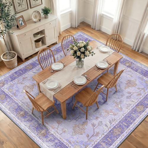 RELEANY Washable Area Rug, Square 10'x10', Purple - Image 3